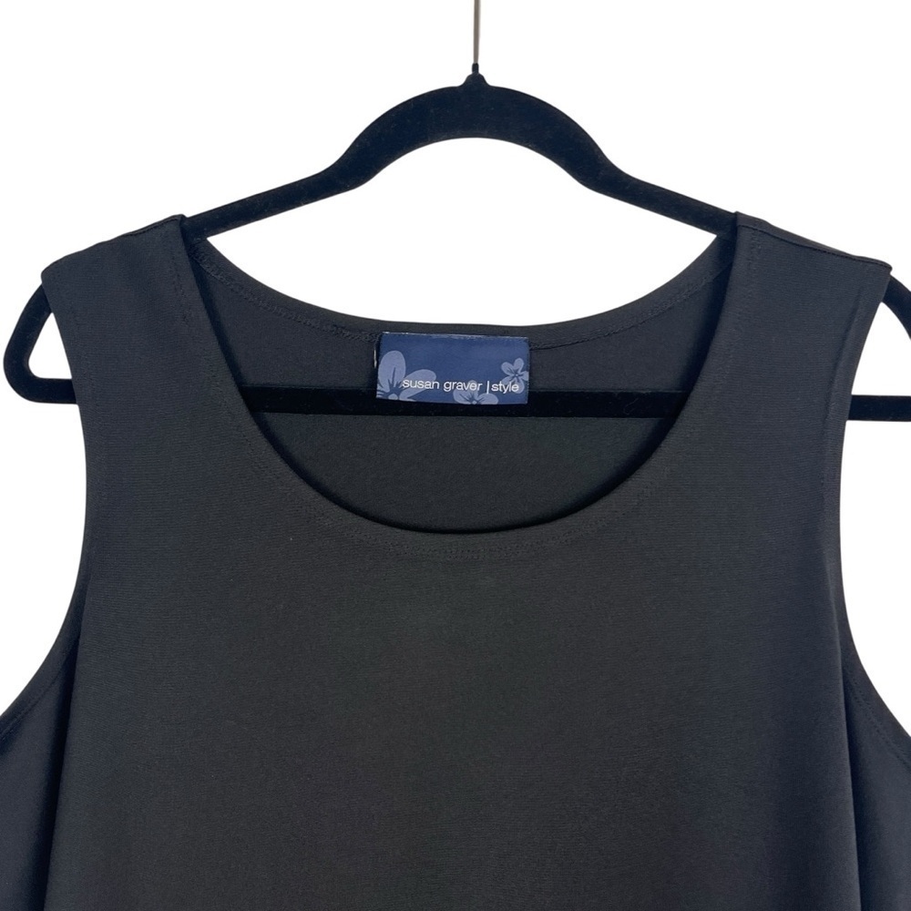 SUSAN GRAVER STYLE Classic Tank Top Shell Black Est Size 1X Sleeveless Capsule - Picture 3 of 6